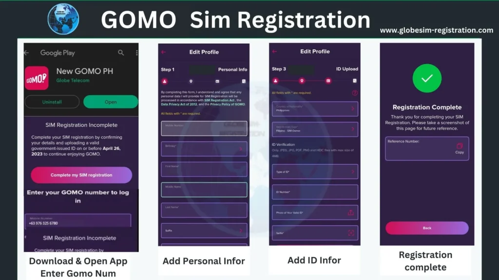 Registration through the Gomo app