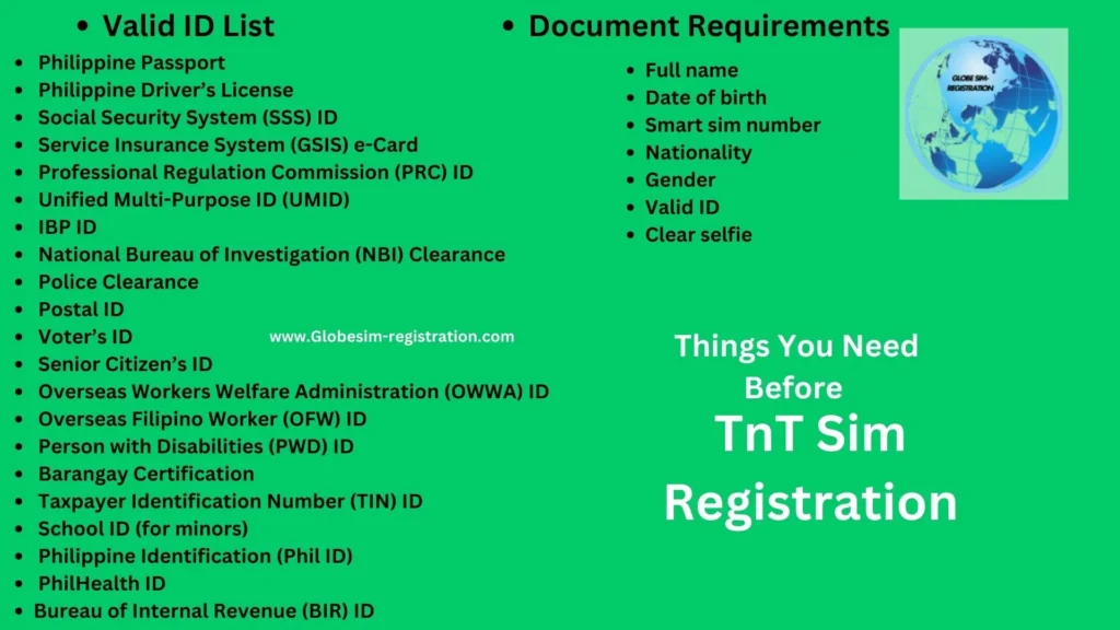 ID Required for TNT Sim registration